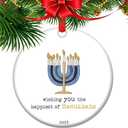 Wishing You The Happiest of Hanukkahs Ornament Hanukkah Jewish Keepsake Menorah Season Present Ceramic Holiday Decor 2025 (C6)