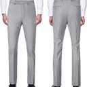 WOMS Mens 2 Pieces Suits Vest Pants Set Slim Fit Wedding Groomsmen Suit for Men Formal (Gray, S)