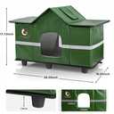 Large Outdoor Weatherproof Cat House Green 28" x 16" x 17"