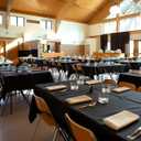 Black Plastic Table Cover Roll - 54IN x 100FT, Table Cloth for Rectangle Table with Slide Cutter, Plastic Table Cloth Disposable with Cut-to-Size Design for Weddings, Banquets, Parties, 1200" x 54"