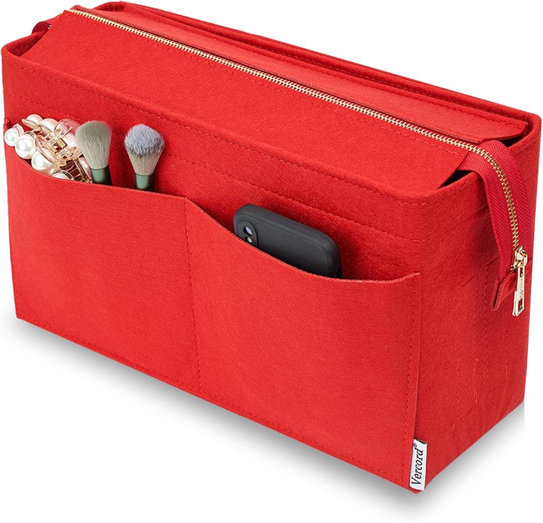 Vercord Felt Purse Organizer Insert Onthego MM Handbag Tote Bag Organizer Bag in Bag with Removable Zipper