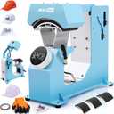 AKEYDIY Auto Hat Heat Press Machine for Caps with 3pcs Interchangeable Platens 3-in-1 Automatic Cap Press w/Knob-Style Digital Controller & Auto Open & Release, Heat Transfer Printing for Caps