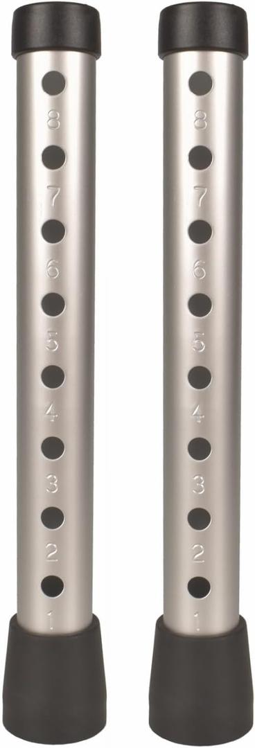 Aluminum Walker Tubes, Universal Walker Foot Tube with Anti-Slip Tip, 8 Height Adjustable Walker Replacement Legs with Rubber Tips, Walker Tips Accessories (Pack of 2)