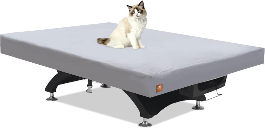 Pool Table Cover 8 Feet,Heavy Duty 600D Canvas Cloth,8 Foot Billiards Table Covers,Waterproof Tear-Resistant Scratch-Proof,Indoor Outdoor Protection Accessories, 100Lx56Wx8H Inch-Light Grey