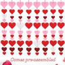 Auihiay 88Pcs Hearts Felt Garland Party Decoration Kit - NO DIY Romantic Decoration Kit, 4 Pack Heart Garland for Hanging Party Room Decorations, Heart Garlands Banner for Wedding, Mother's Day Decor