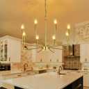 LED Chandelier for Dining Room Gold Metal Pendant Chandeliers Light Fixtures for Bedroom Entryway Living Room Ceiling Hanging Lights 8-Light