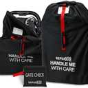 reperkid Medium Stroller Bag for Airplane Travel, Black & Red, 42" H x26 W x13 D, Fits Most Single Strollers Incl. Jogging & Standard Models – Premium Waterproof Cover, Adjustable Shoulder Straps