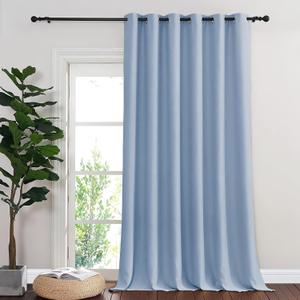 NICETOWN Sliding Door Curtain 108 Inches Long - Blackout Thermal Insulated Grommet Room Divider Privacy Drape for Patio Glass Door, 1 Panel, Vintage Blue, 100 Inch Extra Wide