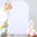 7.2FT White Arch Backdrop Cover - Polyester Fitted Wedding Arch Stand Covers Round Top Chiara Backdrop Arch Cover for Birthday Party Banquet Photo Background Decoration