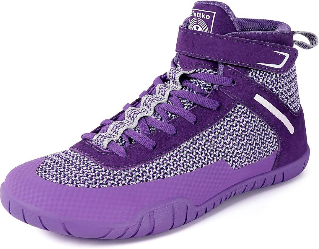 Womens Wrestling Shoes Boxing Shoes Zero Drop Sole (40, Purple)