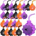 Tanlade 24 Set Halloween Spider Cups with Straws 10 oz Plastic Spider Birthday Party Favor Cup Spiderweb Party Decoration Supplies for Son Daughter Kids Trick or Treat Halloween (Black,Purple,Orange)