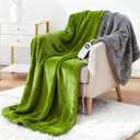 Electric Heated Blanket Throw 50" x 60" Soft Dual-Sided Flannel Fast Heating 12 Heat Levels 112H Timer & Overheat Protection & Auto Shut-Off & Machine Washable (Lime Green & Gray)