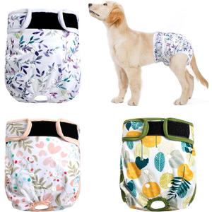 Washable Female Dog Diapers 3Pack,Reusable Diaper for Doggie,Highly Absorbent Dog Diaper,Adjustable Leakproof Puppy Diapers Skirt for Heat,Incontinence,Period Doggy Nappies  (M(12"-15"Waist))