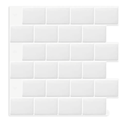 Art3d 6-Sheet Peel and Stick Backsplash Tile for Kitchen, Textured Self-Adhesive Subway Wall Tile for Kitchen Bathroom Laundry Room, Enhanced Backing Adhesion & Thicker Design - 12"x12" White