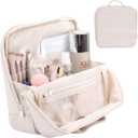 Makeup Bag,Large Capacity Cosmetic Bags for Women,Portable Toiletry Bag Free-Standing Brush Holder for Easy Access