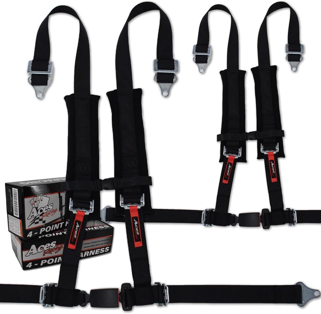 4 Point Harness with 2 Inch Padding (Ez Buckle Technology) (Black (Pair))