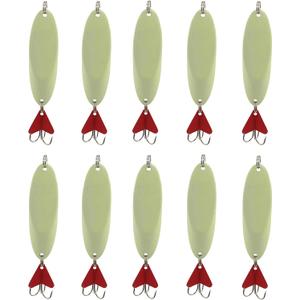 Casting Fishing Spoons Lures Saltwater Jigging Spoons Fishing Tackle Bait with Treble Hooks Hard Metal Spoon Lures for Salmon Bass (7g, Luminous Spoon with Red Heart)