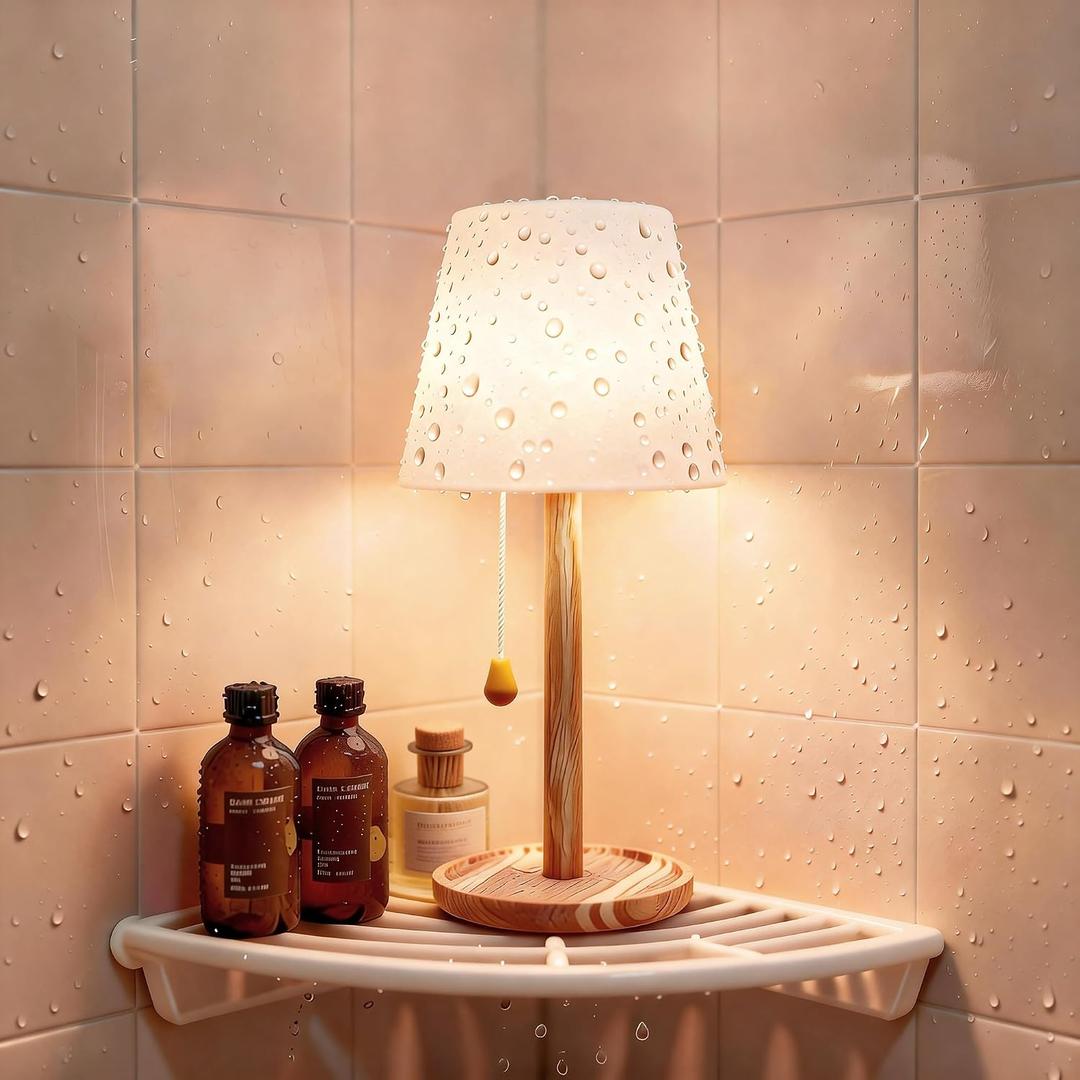 Cordless Shower Lamp Waterproof, Rechargeable Bathroom Lamp with 16 Color Changeable, Dimmable Table Lamp with Remote Control, LED Night Light for Inside Shower, Outdoor, Bedroom, Restaurant, Camping