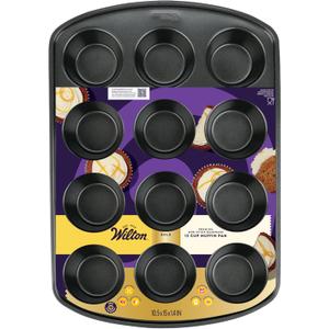 Wilton Gold Premium Non-Stick Warp-Resistant Bakeware, Made Without PFAs, Muffin Pan, 12-cup, 10.5 x 15 x 1.4 in  Wilton Gold Premium Non-Stick Warp-Resistant Bakeware, Made Without PFAs, Muffin Pan, 12-cup, 10.5 x 15 x 1.4 in