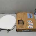 MAYFAIR 844BN 000 Toilet Seat with Brushed Nickel Hinges will Never Come Loose, ROUND , White, 1 Pack - ROUND