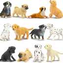 Toymany 12PCS Mini Dog Figurines Playset, Realistic Detailed Plastic Puppy Figures, Hand Painted Emulational Tiny Dogs Animals Toy Set, Cake Toppers Christmas Birthday Gift for Kids Toddlers