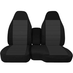 Front 60/40 Split Bench Seat Covers with Console Armrest Truck Seat Cover, Compatible with Chevy Colorado GMC Canyon 2004 2005 2006 2007 2008 2009 2010 2011 2012-Black