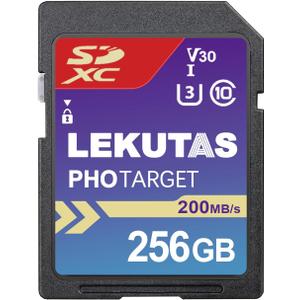 256GB SDXC UHS-I Memory Card - Up to 200MB/s Read Speed, C10, U3, V30, 4K UHD, Full-HD & 4K Video SD Card for Canon Nikon Sony Fujifilm DSLR, Mirrorless Cameras