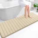 OLANLY Memory Foam Long Bathroom Rugs Runner 70x24, Super Soft Absorbent Bath Mat, Quick Dry, Machine Washable Shower Floor Rugs, Bathmat Carpet, Bathroom Home Decor Accessories, Beige
