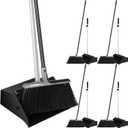 4 Set Broom and Dustpan Set 58 Inch Commercial Broom and Dustpan Combo Set Heavy Duty Lobby Dust Pan Bulk for Lobby Office Home Indoor Outdoor Cleaning Supplies