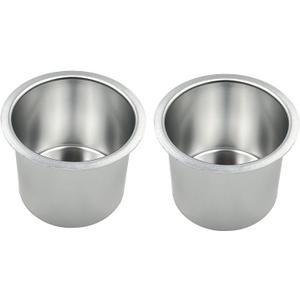 SEETOOOGAMES Jumbo Aluminum Drop-in Poker Table Cup Holder Insert (Pack of 2) (Silver)