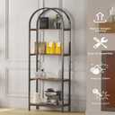 Bookshelf Arched Bookcase, Industrial 4-Tier Open Book Shelves with Metal Frame, 72" Tall Freestanding Storage Display Rack for Home Office, Living Room (Rustic Brown, 4 Tier Arched)