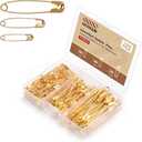 Safety Pins - 150 Pcs Assorted Sizes Gold Pins Bulk - Small & Large Heavy Duty for Clothes, Sewing, Craft
