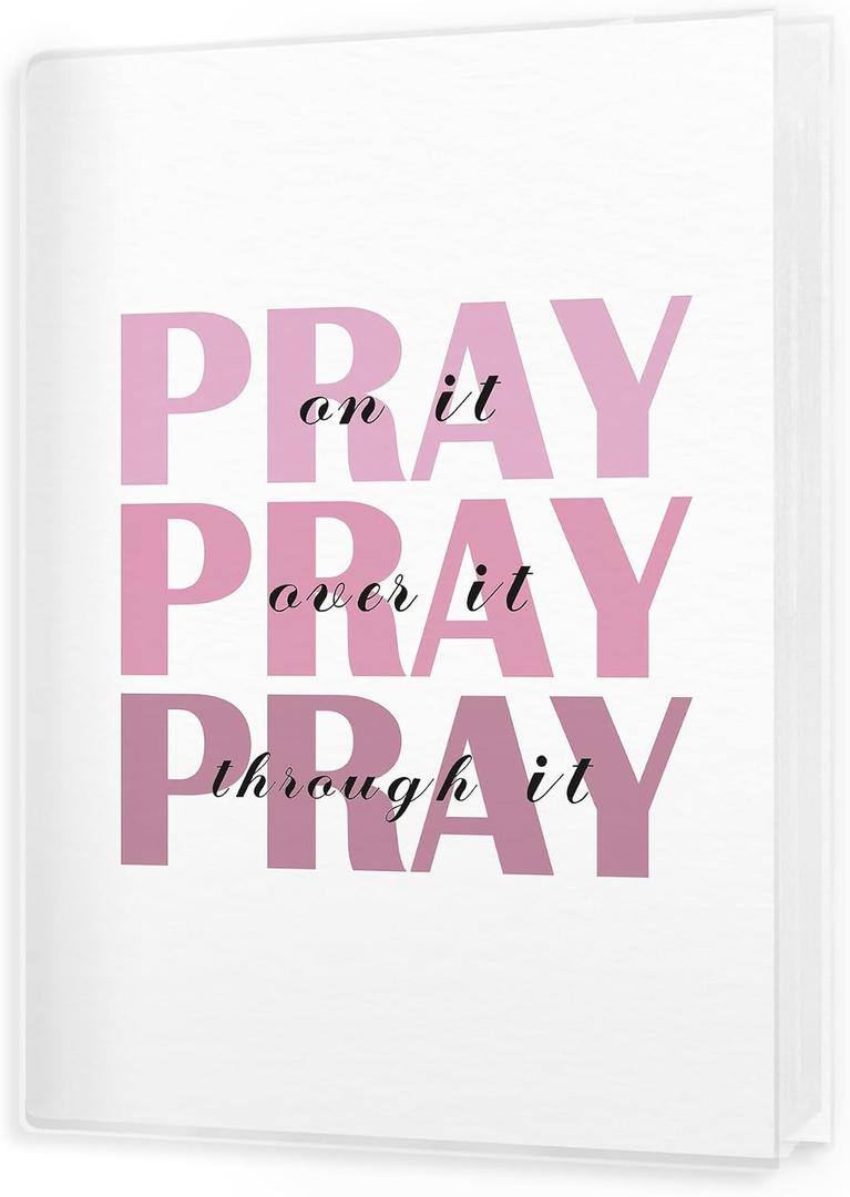 Pink Christian Photo Album 4x6, Pray on Over Through It 18 Pockets Small Picture Memory Book Photo Album Keepsake for Graduation Wedding Anniversary Travel Vacation