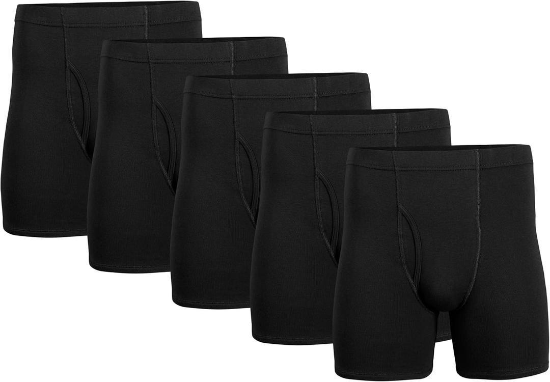 Gildan Men's Underwear Covered Waistband Boxer Briefs, Multipack (XX-Large, Black (5-pack))