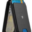 SHIELDON Genuine Leather Strong Magnetic Wallet for MagSafe, Phone Wallet Stand for Men Women, 6 Card Holders, Angle Adjustment, RFID Blocking, Compatible with iPhone 17/16/15/14/13/12 Series - Black