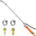All Metal Replacement Sprayer Wand, 1/4" & 3/8" Brass Barb Sprayer Wand with Stainless Steel Shut off Valve & 2 Hose Clamps (29 Inches)