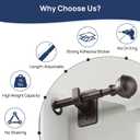 ENJOYBASICS No Drill Curtain Rods for Window 28 to 47 Inches, 5/8 Inch Diameter Renter Friendly Drapery Rod with Adhesive Brackets without Drilling, Adjustable from 27 to 52 Inches, Bronze