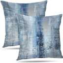 Blue and Grey Abstract Art Artwork Pillow Cover, Gallery Modern Decorative Throw Pillows Cushion Cover for Bedroom Sofa Living Room 18 x 18 Inch Set of 2