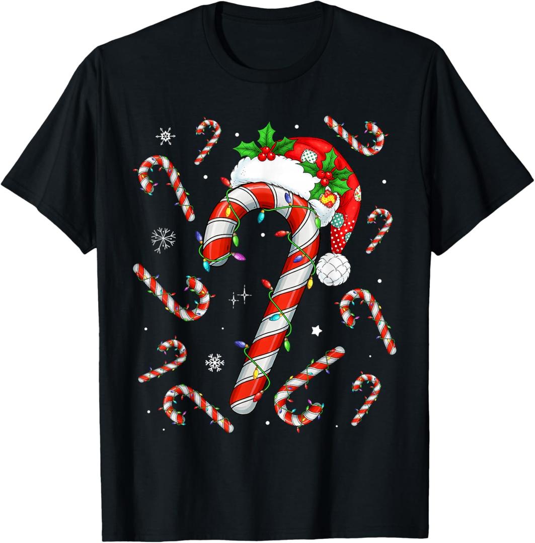 Christmas Candy Cane Santa Xmas Kids Toddler Youth Women Men T-Shirt S