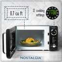 Nostalgia Retro Compact Countertop Microwave Oven, 0.7 Cu. Ft. 700-Watts with LED Digital Display, Child Lock, Easy Clean Interior, Black