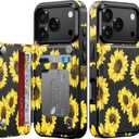 LETO for iPhone 17 Pro Wallet Case, Flip Folio Leather Kickstand | Card Slots Holder - Fashionable Flower Designs - Shockproof Protective Phone Cover for Women and Girls