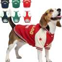 X-Large Dog Winter Fleece Jacket Stylish Varsity Doggy Coat with Snap Closure & Thick Lining, Pet Outfit Clothes for Large Dogs, Puppy Sport Jackets, Fashion Pup Baseball Uniforms, Red XL