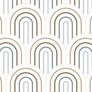 CiCiwind 197In15.5In Boho Rainbow Peel and Stick Wallpaper Removable Self Adhesive Contact Paper Cute Modern Geometric Wallpaper for Bedroom Living Room Nursery Bathroom Waterproof Easy to Clean (White and Teal)