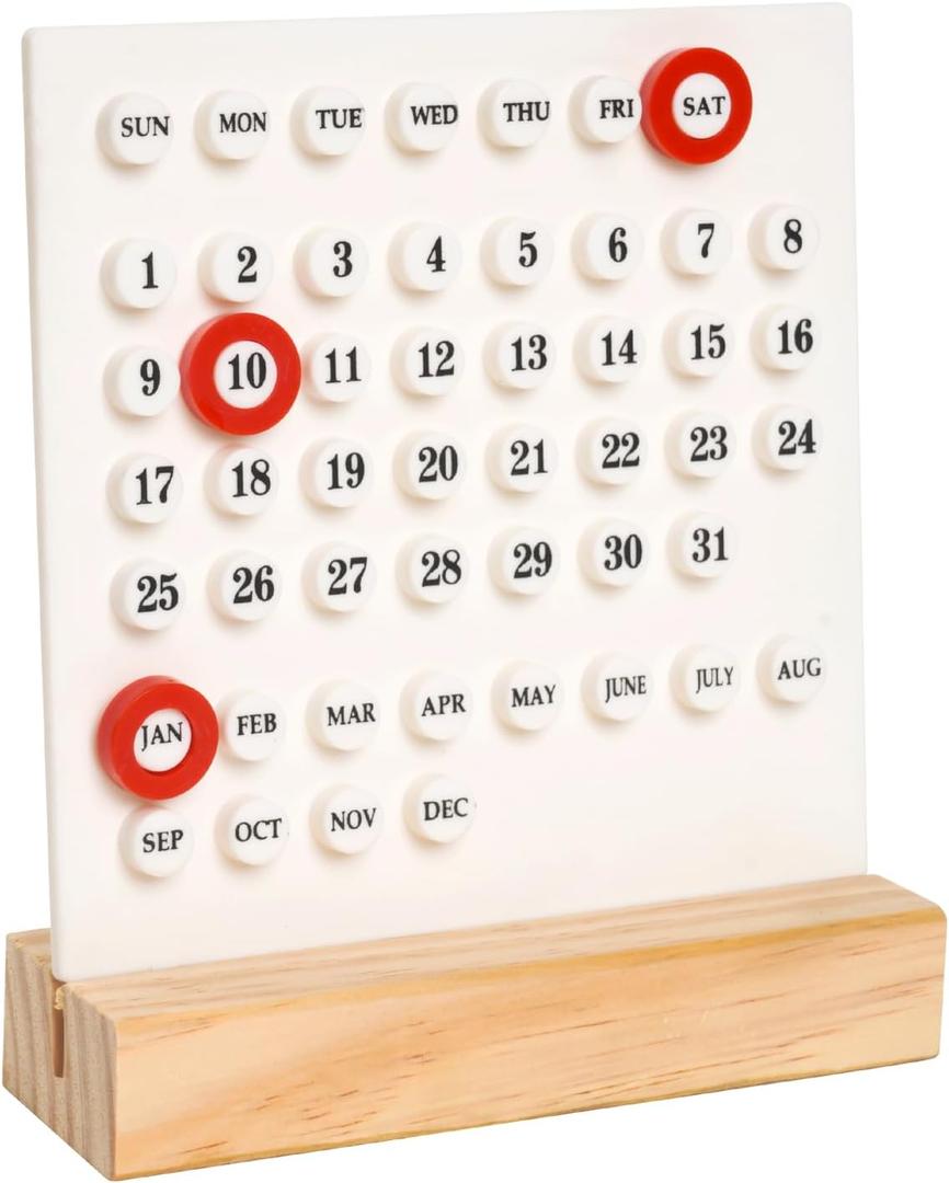 GDYOOSHOW Perpetual Calendar Desk Wood Calendar Stand Acrylic Calendar Desktop Decor for Livingroom Office Shop Bar Week Month Day Display(1pc white)