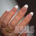 4 x Hand Painted Press on Nails Almond Flower Cute Fake Nail Art for Women 03