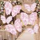 Geelin 6 Pcs Large Pink Butterfly Decorations Mariposas Grandes para Decoracion Big Butterfly Party Decor 20 Inch 12 Inch 3D Silk Butterflies for Baby Shower Women Birthday Party Wedding Decor
