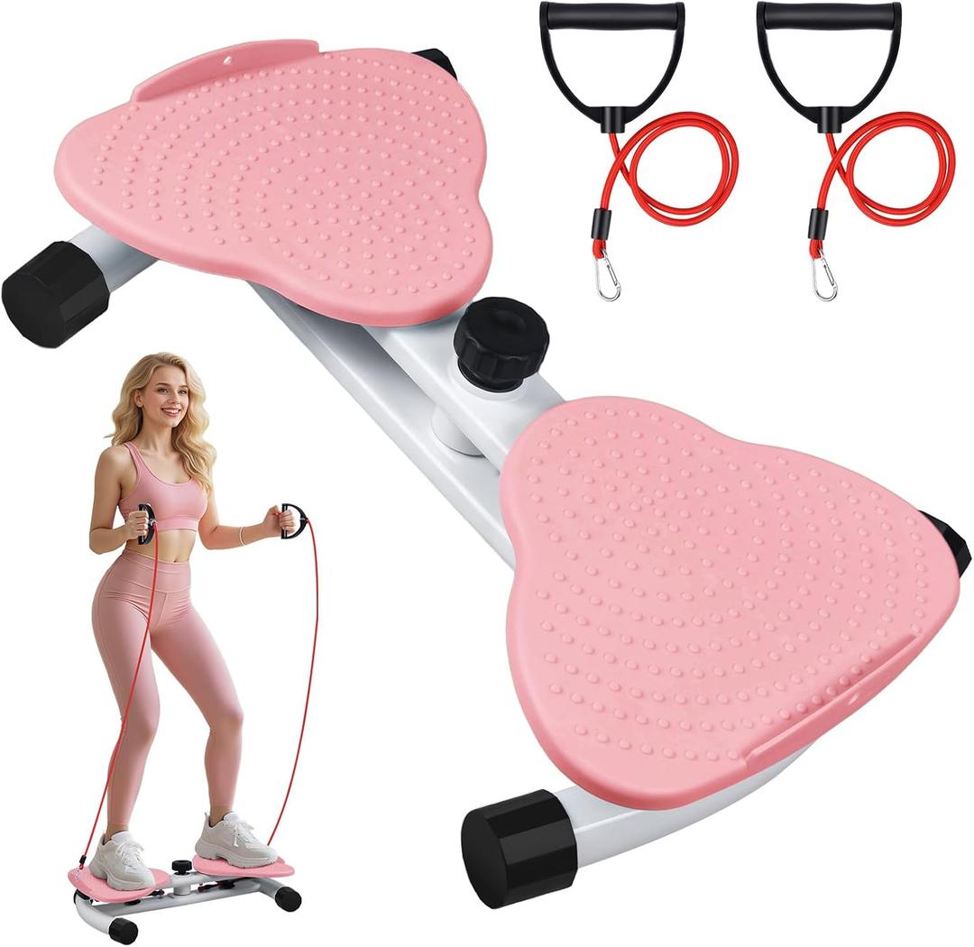 Waist Twister Machine, Ab Twister Board with Resistance Bands - 300 lbs Capacity Home Exercise Equipment for Belly Fat, Core Workout - Noiseless & Anti-Slip for Women/Men