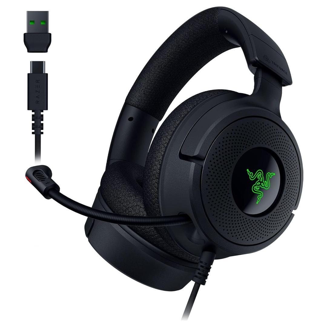 Razer Kraken V4 X Wired Gaming Headset: 40 mm Drivers - Cardioid Mic - Memory Foam Cushions - Chroma RGB Lighting - Type C & Type A Cable - for PC, Mac, PS5, Nintendo Switch 2, Steam Deck, Smartphone
