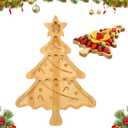 Healifty Christmas Tree Shaped Serving Platter 10.62X7.87X0.59In Bamboo Appetizer Tray for Holiday Party Snack Dessert Cheese Charcuterie Board