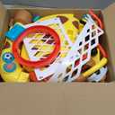 Move2Play, Giraffe Basketball Hoop & Soccer Goal Activity Center | 30+ Sounds & Songs + 5 Lights | 1 2 3 Year Old Birthday Gift for Boys and Girls | Toy for Baby & Toddlers (Yellow)